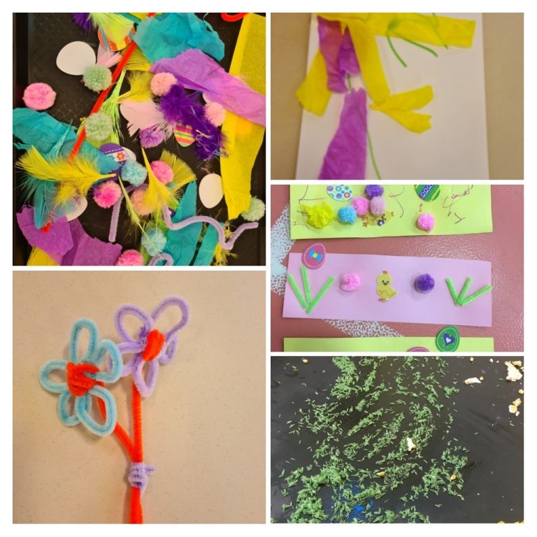 Colourful artwork made during a Forest Pulse activity