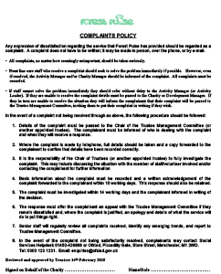 Preview of Complaints Policy