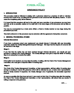 Preview of Grievance Policy